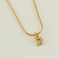 Gold plated snake chain necklace featuring a crystal-encrusted letter D pendant - Letter D / Gold