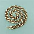 Detailed macro view of wide resin acrylic bag chain with gold lobster clasps and connectors - Snowflake Brown & Gold