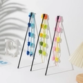Three cat teaser wands with colorful plush balls and silver bells for interactive play - Colorful Candy