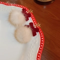 Christmas bow hair clips with white plush balls, red velvet, and gold snowflake charms - 8# Silver Pin - Gold
