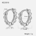 Polierte S925 Sterling Silber Creolen mit Perlenstruktur und 10mm Außendurchmesser - Perlenreifen (KE23010) / 925er Silber / 8mm / Silber
