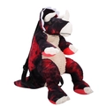 Red and black marble patterned triceratops plush backpack with adjustable straps - Red Triceratops