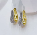 Water drop pave earrings with heart hollow design and gold-tone finish in variant - Two Tone White Zirconia