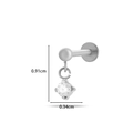 G23 titanium labret stud with 3.4mm clear zircon gemstone in flat push-pin design - Round Dangle Style (589-6# Silver)