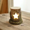 Baumstamm-Weihnachtslampe mit Moos-Textur und warmem sternförmigem LED-Licht - Grünes Moos Batteriemodell