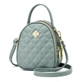 Bolso acolchado verde salvia con tres compartimentos de cremallera y herrajes dorados - verde claro