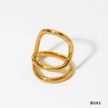 Minimalist double-layered gold stainless steel ring with a modern geometric design - Size 8 Gold Interlocking Ring B581