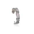 Adjustable silver feather open cuff bracelet in minimalist titanium steel design - Steel