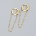 Orecchini a cerchio in argento S925 dorato con zirconi e lunghe nappe a catena - Argento 925 / Oro