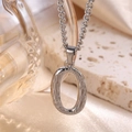 Silver letter necklace with hammered texture and curb chain for a stylish look - Steel Letter O (Pendant Only)