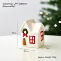 White ceramic Christmas house ornament with red windows and warm LED light decoration - Small Red Villa