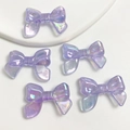 Five purple luminous bow-knot beads with iridescent pearlescent finish for DIY crafts - 1 Bead / Glowing Glitter Light Purple