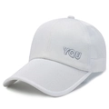 Ademende witte mesh baseballpet voor heren met grijs YQU borduursel voor de zomer - Verstelbaar / Wit