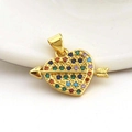 Rainbow cubic zirconia heart and arrow pendant in gold finish for necklace making - Heart with Arrow