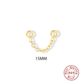 S925 sterling silver geometric tassel chain earring accessory 15mm with gold plating - 15mm Single Ear Wire Chain / Gold