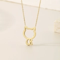 Collana minimalista in acciaio inossidabile dorato con ciondolo a forma di gatto traforato - Oro