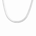 Elegante collana piatta a serpente in acciaio inossidabile argento per donne chic - Catena a serpente piatta da 5 mm 36+8 cm / Colore acciaio