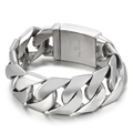 Poliertes 24mm Panzerkettenarmband für Herren aus hochwertigem 316L Edelstahl - Poliertes Silber (KB13698-D)