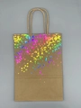 Brown kraft paper gift bag with rainbow metallic foil polka dots and twisted handles - Brown Kraft / Top Dots / Rainbow Gold