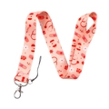Medical theme phone lanyard with stethoscope patterns in soft pink-orange finish - Medical Doodle-Pink Orange