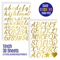 Set of 1600+ gold 1-inch waterproof letter and number stickers for DIY water bottles - 1 Inch Gold Handwriting Font 30 Sheets