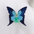 Butterfly hair claw clip with blue gradient pattern and green transparent body - Blue Swallowtail Butterfly