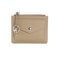 Mini portamonete in pelle PU marrone chiaro con fessure per carte e portachiavi - Albicocca