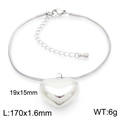 Bracciale con ciondolo a cuore in argento lucido con catena a serpente e chiusura a moschettone - Bracciale Argento