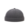 Minimalist dark gray corduroy docker hat for men and women on white background - Adjustable / Gray