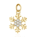 Elegant gold snowflake pendant with sparkling white zircons and a round hanging ring - Gold Rhinestone Snowflake