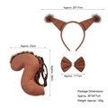 Set costume da scoiattolo marrone 3 pezzi con cerchietto papillon in peluche e coda - Set da 3 pezzi di orecchie da scoiattolo marroni
