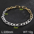 Zweifarbiges Silber-Gold-Figaro-Kettenarmband mit 220mm Länge und 7mm Breite - Gold und Silber Spleißkette (KB168045-Z)