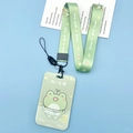 Cute green cartoon frog card holder with lanyard and nice illustration printed - Nice Frog + Long Lanyard