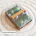 Set van 6 groene kerstballen van 8cm met glitterpatronen in een vensterdoos verpakt - 8cm/Set van 6 / Groen