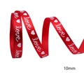 10mm red satin ribbon with white heart and love pattern for gift wrapping - Love Red Satin Ribbon