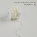 Roll of 10m cream white 4mm faux pearl bead chain for Christmas tree and wedding decor - 4mm Off-White Pearl Chain 10m
