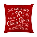 Festlicher roter Kissenbezug zu Weihnachten mit Zuckerstangen-Print und Textdesign - 45x45cm / Altmodische Zuckerstangen (JYM501-2)