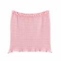 Detailed view of pink knitted tube top with textured fabric and ruffle edges - Pink Tube Top / S