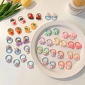 Cute macaron hair ties for kids featuring colorful cartoon fruit and flower resin charms - 40 Pieces Set Combination 3