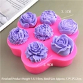 Stampo in silicone rosa per decorazioni torte in rose e peonie con dimensioni - 7 Cavità Peonia Rosa - Stampo Rosa / Rosa