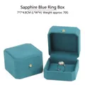 Octagon royal blue microfiber jewelry ring box with golden dot snap button closure - Bracelet Box / Sky Blue