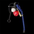 Portachiavi baseball con guanto in pelle rossa, mazza e cordino intrecciato blu - Rosso/Blu