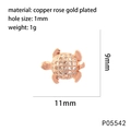 Dettaglio di ciondolo a tartaruga in oro rosa con pavé di zirconi bianchi per gioielli - P05542-Ciondolo Tartaruga Oro Rosa