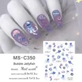 Detail of adhesive aurora bubble jellyfish nail art stickers with coral patterns - MS-C350 Bubble Jellyfish