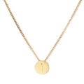 Minimalist gold round pendant necklace with embossed letter I on a sleek polished finish - Letter I (KN118647-K)