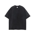 Oversize T-Shirt aus schwerer Baumwolle in Vintage-Waschung Anthrazit mit Dropped Shoulders - S / Einfarbig/Ohne Druck / Blank Batik Schwarz