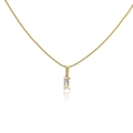 Dettaglio della collana a catena serpente placcata oro 18K con zircone rettangolare su fondo bianco - Catena a Serpente Singola / Bianco
