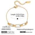Bracelet trombone en acier doré avec trois maillons sertis de zircons blancs brillants - Trombone à 3 Pierres
