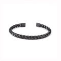 Bracciale rigido aperto intrecciato in acciaio inossidabile nero per uomo e donna - Nero