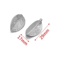 Silver stainless steel leaf pendant for DIY jewelry making with realistic vein texture - Steel Color 29x17mm